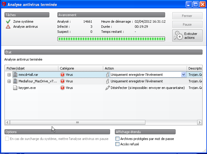 Détection de virus GData 2013